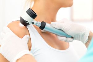 Close look at mole on neck